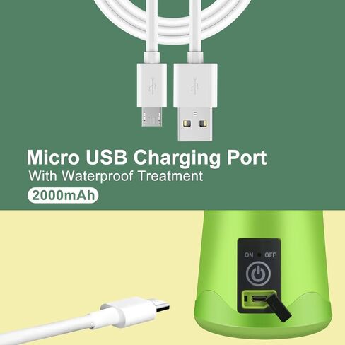 خلاط محمول IIooIIus، خلاط بحجم شخصي للعصائر والمخفوقات، خلاط شخصي مع كوب خلاط عصير فواكه صغير قابل لإعادة الشحن عبر USB للسفر 380 مل، 2023 أحدث أخضر، ZZB-1 in Kuwait