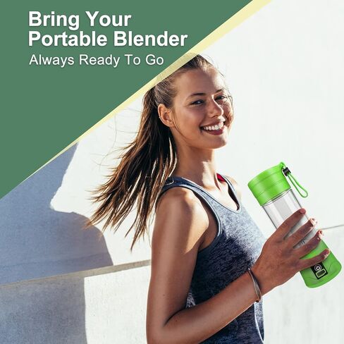 خلاط محمول IIooIIus، خلاط بحجم شخصي للعصائر والمخفوقات، خلاط شخصي مع كوب خلاط عصير فواكه صغير قابل لإعادة الشحن عبر USB للسفر 380 مل، 2023 أحدث أخضر، ZZB-1 in Kuwait