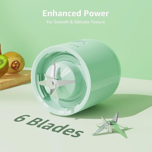 Personal Blender, Portable Blender for Shakes and Smoothies, Fresh Juice Mini Fast Blender with 6 Blades, Rechargable Single Blender BPA Free for Kitchen, Sport, Travel (Green) in Saudi Arabia