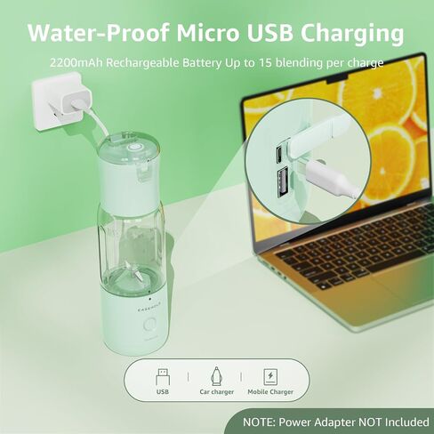 Personal Blender, Portable Blender for Shakes and Smoothies, Fresh Juice Mini Fast Blender with 6 Blades, Rechargable Single Blender BPA Free for Kitchen, Sport, Travel (Green) in Saudi Arabia