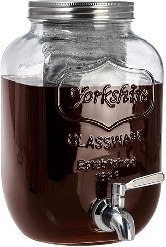 Cold Brew Pitcher, Cold Brew Maker, 1 Gallon Iced Coffee Maker, Cold Brew Mason Jar, Ice Tea Thick Glass Carafe with 3rd Generation Stainless Steel Mesh Filter in Kuwait