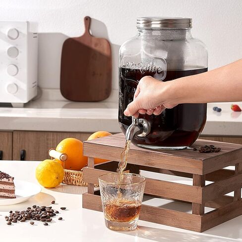 Cold Brew Pitcher, Cold Brew Maker, 1 Gallon Iced Coffee Maker, Cold Brew Mason Jar, Ice Tea Thick Glass Carafe with 3rd Generation Stainless Steel Mesh Filter in Kuwait