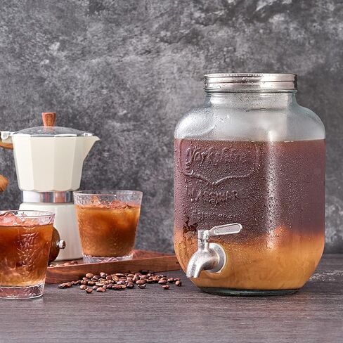 Cold Brew Pitcher, Cold Brew Maker, 1 Gallon Iced Coffee Maker, Cold Brew Mason Jar, Ice Tea Thick Glass Carafe with 3rd Generation Stainless Steel Mesh Filter in Kuwait