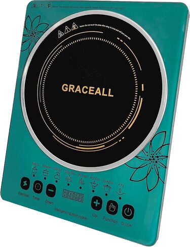 GRACEALL كونترتوب التعريفي موقد كهربائي محمول موقد طباخ واحد موقد كهربائي لوح تسخين للطهي، 2200 واط 110-120 فولت سطح طهي أخضر مع شاشة تعمل باللمس ومؤقت in Kuwait