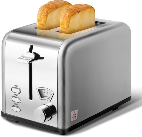 YSSOA 2-Slice Toaster with 1.5 inch Wide Slot, 5 Browning Setting and 3 Function: Bagel, Defrost & Cancel, Retro Stainless-Steel Style, Toast Bread Machine with Removable Crumb Tray, Black in Saudi Arabia