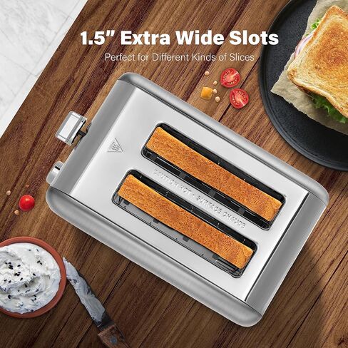 YSSOA 2-Slice Toaster with 1.5 inch Wide Slot, 5 Browning Setting and 3 Function: Bagel, Defrost & Cancel, Retro Stainless-Steel Style, Toast Bread Machine with Removable Crumb Tray, Black in Saudi Arabia
