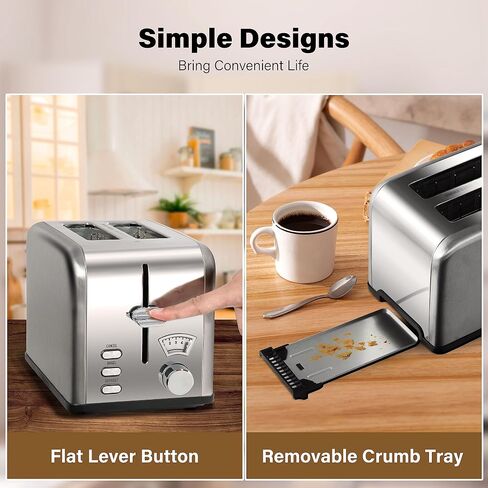 YSSOA 2-Slice Toaster with 1.5 inch Wide Slot, 5 Browning Setting and 3 Function: Bagel, Defrost & Cancel, Retro Stainless-Steel Style, Toast Bread Machine with Removable Crumb Tray, Black in Saudi Arabia