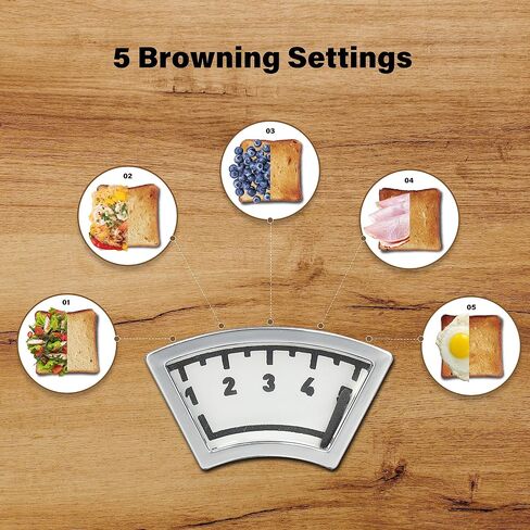 YSSOA 2-Slice Toaster with 1.5 inch Wide Slot, 5 Browning Setting and 3 Function: Bagel, Defrost & Cancel, Retro Stainless-Steel Style, Toast Bread Machine with Removable Crumb Tray, Black in Saudi Arabia