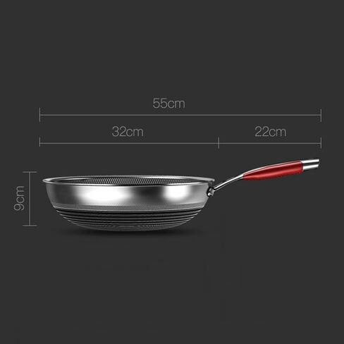 ROBMET 12.6 Inch Stainless Steel Nonstick Wok Pan with Lid, Stir Fry Honeycomb Wok, Cooking Wok Skillet for Gas Cooktops, Induction, Electric Stove, Dishwasher Safe in Saudi Arabia