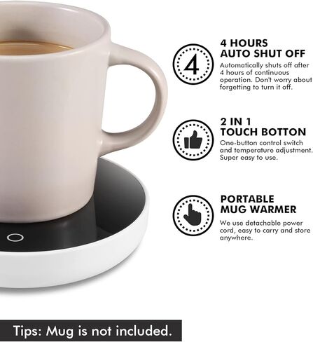 Geedel Coffee Mug Warmer, Smart Coffee Warmer for Desk Office Home, Mug Warmer with 3 Temperature Settings, Coffee Cup Warmer for Cocoa, Tea, Milk in Kuwait