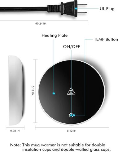 Geedel Coffee Mug Warmer, Smart Coffee Warmer for Desk Office Home, Mug Warmer with 3 Temperature Settings, Coffee Cup Warmer for Cocoa, Tea, Milk in Kuwait