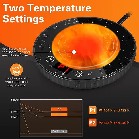 Candle Warmer/Mug Warmer, 8H Auto Shut Off, 1-12H Timer Coffee Cup Warmer, 2 Temp Settings 122/140℉ Coffee Warmer for Desk Auto Shut Off, Heated Mug for Coffee, Tea and Candle, Best Gifts for Dad Mom in Saudi Arabia