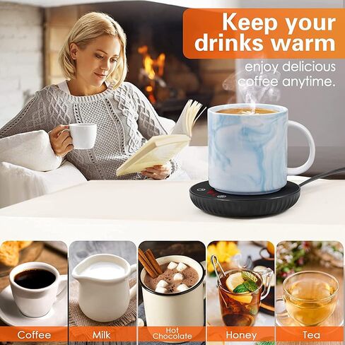 Candle Warmer/Mug Warmer, 8H Auto Shut Off, 1-12H Timer Coffee Cup Warmer, 2 Temp Settings 122/140℉ Coffee Warmer for Desk Auto Shut Off, Heated Mug for Coffee, Tea and Candle, Best Gifts for Dad Mom in Saudi Arabia