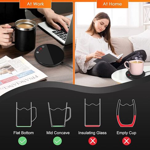 Candle Warmer/Mug Warmer, 8H Auto Shut Off, 1-12H Timer Coffee Cup Warmer, 2 Temp Settings 122/140℉ Coffee Warmer for Desk Auto Shut Off, Heated Mug for Coffee, Tea and Candle, Best Gifts for Dad Mom in Saudi Arabia