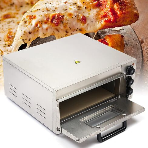Countertop Pizza Maker, Electric Pizza Oven Single Deck Fire Stone Commercial Stainless Steel, 1500W 110V Single Deck Commercial Electric Pizza Oven 11.5 inch Pizza Oven with Dedicated in Kuwait