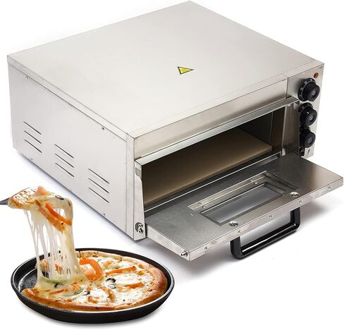 Countertop Pizza Maker, Electric Pizza Oven Single Deck Fire Stone Commercial Stainless Steel, 1500W 110V Single Deck Commercial Electric Pizza Oven 11.5 inch Pizza Oven with Dedicated in Kuwait