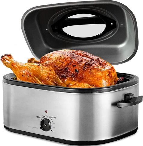 24 Quart Roaster Oven with See-through Window on Top, turkey roaster oven electric Fits Turkeys Up to 26BL, Stainless Steel in Saudi Arabia
