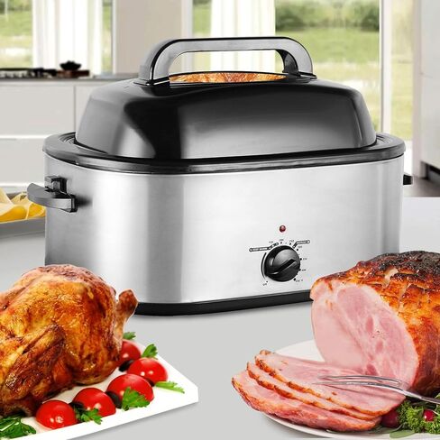 24 Quart Roaster Oven with See-through Window on Top, turkey roaster oven electric Fits Turkeys Up to 26BL, Stainless Steel in Saudi Arabia