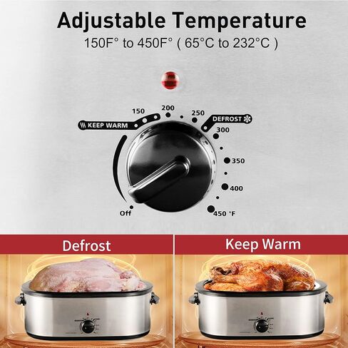 24 Quart Roaster Oven with See-through Window on Top, turkey roaster oven electric Fits Turkeys Up to 26BL, Stainless Steel in Saudi Arabia