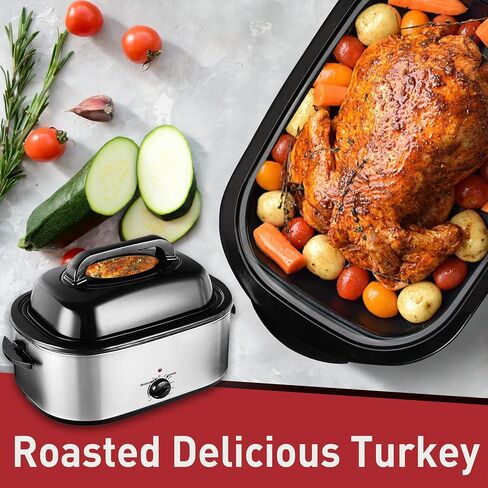 24 Quart Roaster Oven with See-through Window on Top, turkey roaster oven electric Fits Turkeys Up to 26BL, Stainless Steel in Saudi Arabia