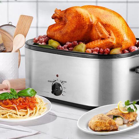 24 Quart Roaster Oven with See-through Window on Top, turkey roaster oven electric Fits Turkeys Up to 26BL, Stainless Steel in Saudi Arabia