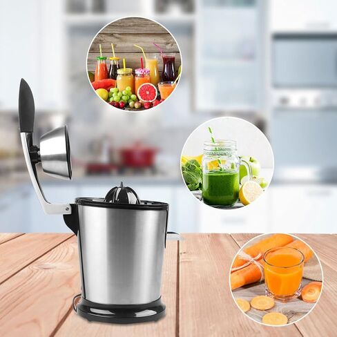 Electric Citrus Juicer, 160W Orange Juicer with Humanized Handle and Stable Base, Stainless Steel Juicer Squeezer, Efficient Filtration System, for Lime Pomegranate Grapefruits Ginger in Saudi Arabia
