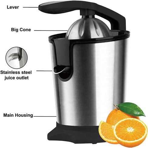 Electric Citrus Juicer, 160W Orange Juicer with Humanized Handle and Stable Base, Stainless Steel Juicer Squeezer, Efficient Filtration System, for Lime Pomegranate Grapefruits Ginger in Saudi Arabia