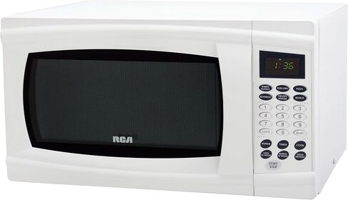ميكروويف RCA RMW1132-WHITE مقاس 1.1 قدم مكعب بقدرة 1000 وات، أبيض وCuisinart CPT-122 محمصة خبز بلاستيكية مدمجة مكونة من شريحتين، أبيض in Saudi Arabia