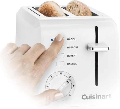 ميكروويف RCA RMW1132-WHITE مقاس 1.1 قدم مكعب بقدرة 1000 وات، أبيض وCuisinart CPT-122 محمصة خبز بلاستيكية مدمجة مكونة من شريحتين، أبيض in Saudi Arabia