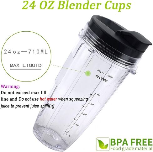 كوب خلاط نوتري نينجا بديل 18oz مع غطاء رشفة وختم لـ BL450 BL456 BL480 BL482 BL640 BL642 BL682 BN401 BN751 BN801 Foodi SS101 SS151 SS351 SS401 SS400 Ninja Blender Auto IQ Blade، عبوتان in Kuwait