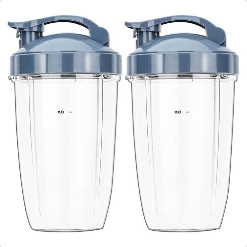 قطعتان من قطع غيار اكواب 32 اونصة مع غطاء قلاب علوي وحشيات مطاطية من فنميت متوافقة مع ملحقات خلاط نوتري بوليت 600 واط / 900 واط in Kuwait