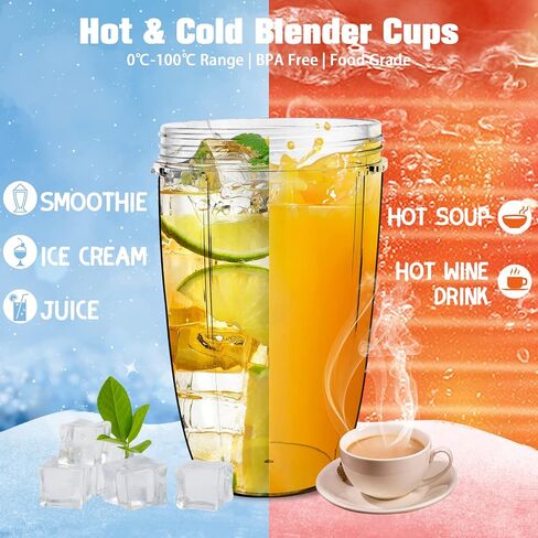 قطعتان من قطع غيار اكواب 32 اونصة مع غطاء قلاب علوي وحشيات مطاطية من فنميت متوافقة مع ملحقات خلاط نوتري بوليت 600 واط / 900 واط in Kuwait