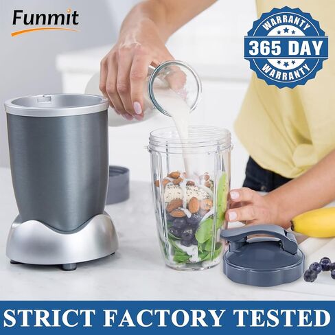 قطعتان من قطع غيار اكواب 32 اونصة مع غطاء قلاب علوي وحشيات مطاطية من فنميت متوافقة مع ملحقات خلاط نوتري بوليت 600 واط / 900 واط in Kuwait