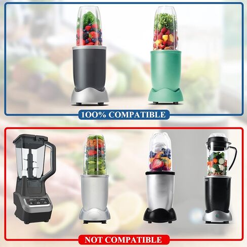 قطعتان من قطع غيار اكواب 32 اونصة مع غطاء قلاب علوي وحشيات مطاطية من فنميت متوافقة مع ملحقات خلاط نوتري بوليت 600 واط / 900 واط in Kuwait