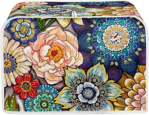JOAIFO Boho غطاء محمصة الأزهار، غطاء محمصة مقاوم للماء 4 شرائح غطاء صانع الخبز، أغطية الأجهزة الصغيرة للمطبخ، غطاء غبار فرن الميكروويف لديكور المطبخ in Kuwait