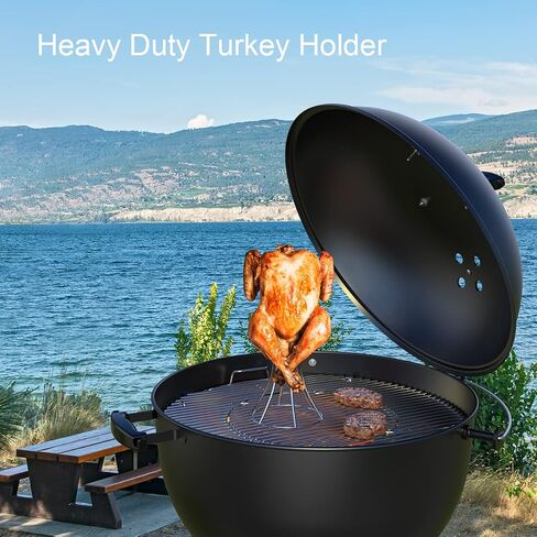 Turkey Hanger, Turkey Rack for Smoker,Three-legged Bracket Grill Super Skewers for Smoke, Vertical Chicken Rack for Smoking Whole Chicken/Turkey, Poultry Hanger for Pit Barrel, Green Egg Smoker,4 PACK in Kuwait