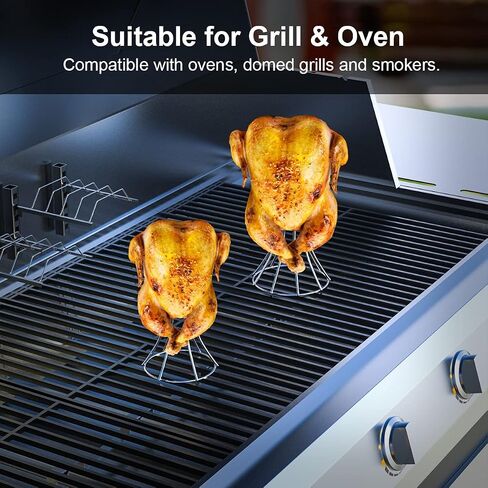 Turkey Hanger, Turkey Rack for Smoker,Three-legged Bracket Grill Super Skewers for Smoke, Vertical Chicken Rack for Smoking Whole Chicken/Turkey, Poultry Hanger for Pit Barrel, Green Egg Smoker,4 PACK in Kuwait