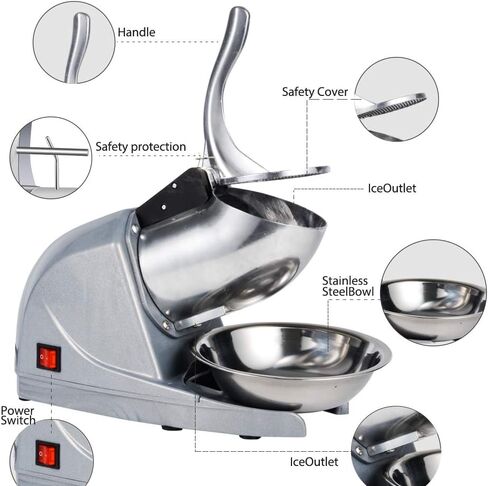 Electric Ice Crushers Machine Shaved Ice Machine Ice Snow Cone Maker Professional Double Blades Stainless Steel Ice Shaver Machine for Home Commercial Use (Blue) in Kuwait