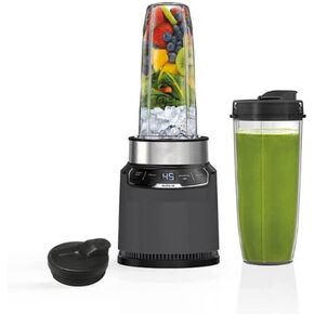 Ninja BN401-A Nutri Pro Compact Personal Blender, Auto-iQ Technology, 1100-Peak-Watts, for Frozen Drinks, Smoothies, Sauces & More, with (2) 32-oz. To-Go Cups & Spout Lids, Gray (2) 32-oz. To-Go Cups, Dark Gray) in Kuwait