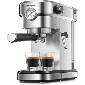 ماكينة اسبريسو فوهير، ماكينة صنع الاسبريسو والكابتشينو 15 بار مع عصا بخار الحليب، ماكينة قهوة اسبريسو احترافية للإسبريسو والكابتشينو واللاتيه والموكا، مصنوعة من الفولاذ المقاوم للصدأ المصقول in Kuwait