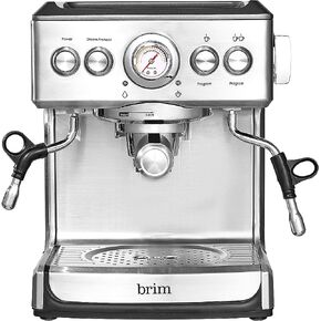 brim 19 Bar Espresso Machine, Fast Heating Cappuccino, Americano, Latte and Espresso Maker, Milk Steamer and Frother, Removable Parts for Easy Cleaning, Stainless Steel in Saudi Arabia