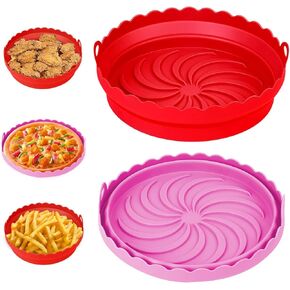 Air Fryer Silicone Liners 2 PCS Reusable 8 inch Round Silicon Liner Pot,Food Safe Silicone Air Fryer Liners,for 3Qt to 5 Qt Dishwasher Safe,Foldable,Basket Heat Resistant Easy Cleaning in Saudi Arabia