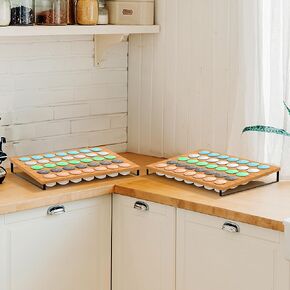 حامل أكواب على شكل حرف K للعداد مكون من قطعتين من درج القهوة المصنوعة من الخيزران، حاملات أكواب القهوة على شكل حرف K لتخزين أكواب القهوة على شكل درج منظم بسعة 70 لمكتب المطبخ والمزرعة in Kuwait