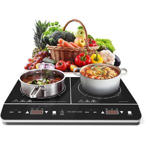 Electric Double Induction Cooktop, Portable Induction Cooktop with 2 Burner,1800W Countertop Burners with 9 Power&Temperature Levels, LCD Touch Screen,3 Hours Timer and Child Safety Lock,Black in Kuwait