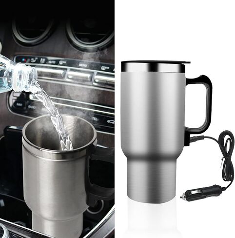 Jawmoy 1 PC Car Heating Cup, 12V Car Heating Cup, Car Insulation Bottle, for Heating Water, Coffee, Milk, Tea (Silver) in Saudi Arabia