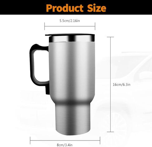 Jawmoy 1 PC Car Heating Cup, 12V Car Heating Cup, Car Insulation Bottle, for Heating Water, Coffee, Milk, Tea (Silver) in Saudi Arabia