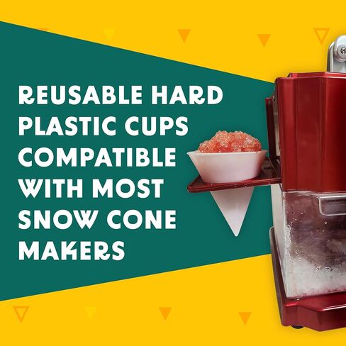 [4 Pack] Plastic Reusable Snow Cone Cups for Your Snow Cone Maker - No Leak, Durable Shaved Ice Cone Cups - Snow Cone Cup for Slushies, Shaved Ice Syrup or Juice - Family Pack Snow Cone Cups 6 oz in Saudi Arabia