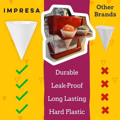 [4 Pack] Plastic Reusable Snow Cone Cups for Your Snow Cone Maker - No Leak, Durable Shaved Ice Cone Cups - Snow Cone Cup for Slushies, Shaved Ice Syrup or Juice - Family Pack Snow Cone Cups 6 oz in Saudi Arabia