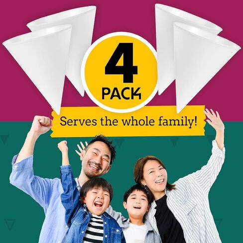 [4 Pack] Plastic Reusable Snow Cone Cups for Your Snow Cone Maker - No Leak, Durable Shaved Ice Cone Cups - Snow Cone Cup for Slushies, Shaved Ice Syrup or Juice - Family Pack Snow Cone Cups 6 oz in Saudi Arabia