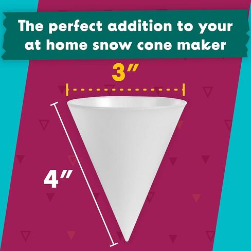 [4 Pack] Plastic Reusable Snow Cone Cups for Your Snow Cone Maker - No Leak, Durable Shaved Ice Cone Cups - Snow Cone Cup for Slushies, Shaved Ice Syrup or Juice - Family Pack Snow Cone Cups 6 oz in Saudi Arabia